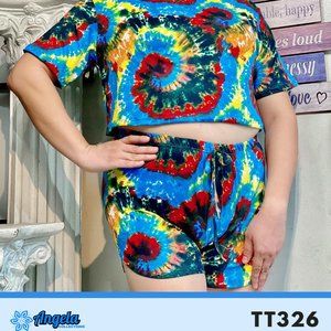 Angela Collection Tie Dye Tiktok Short & Top TT326